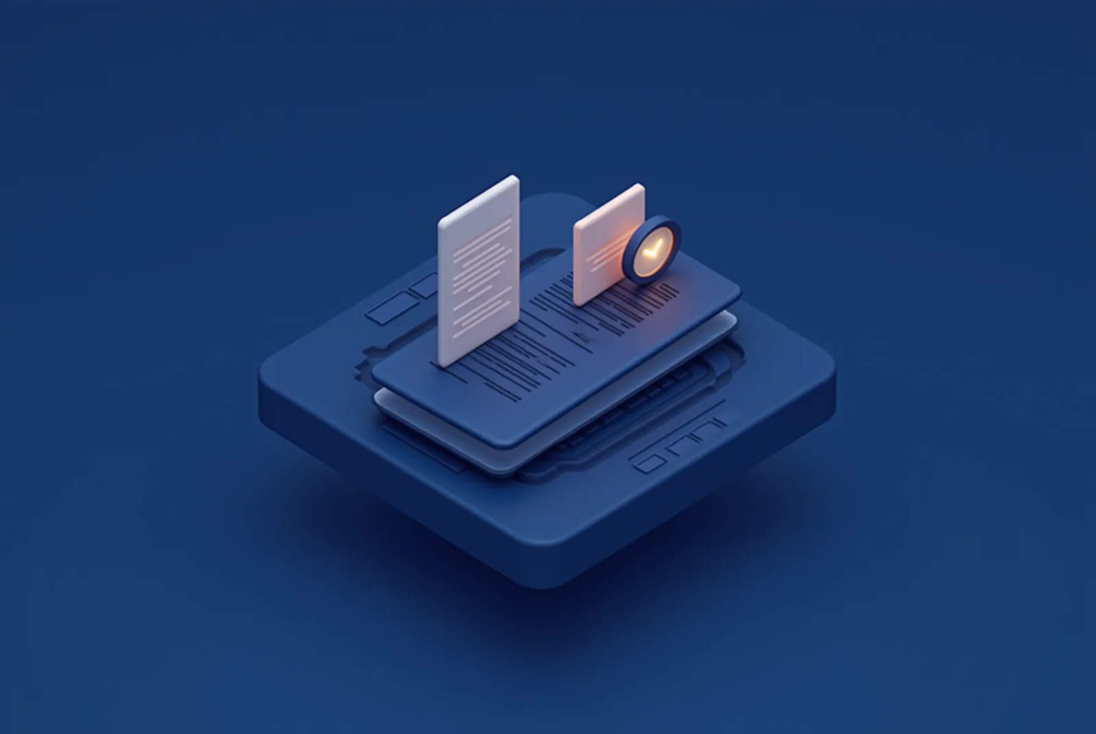 Stylised isometric illustration of a document splitting into itemised cost blocks beside a compressing timer dial