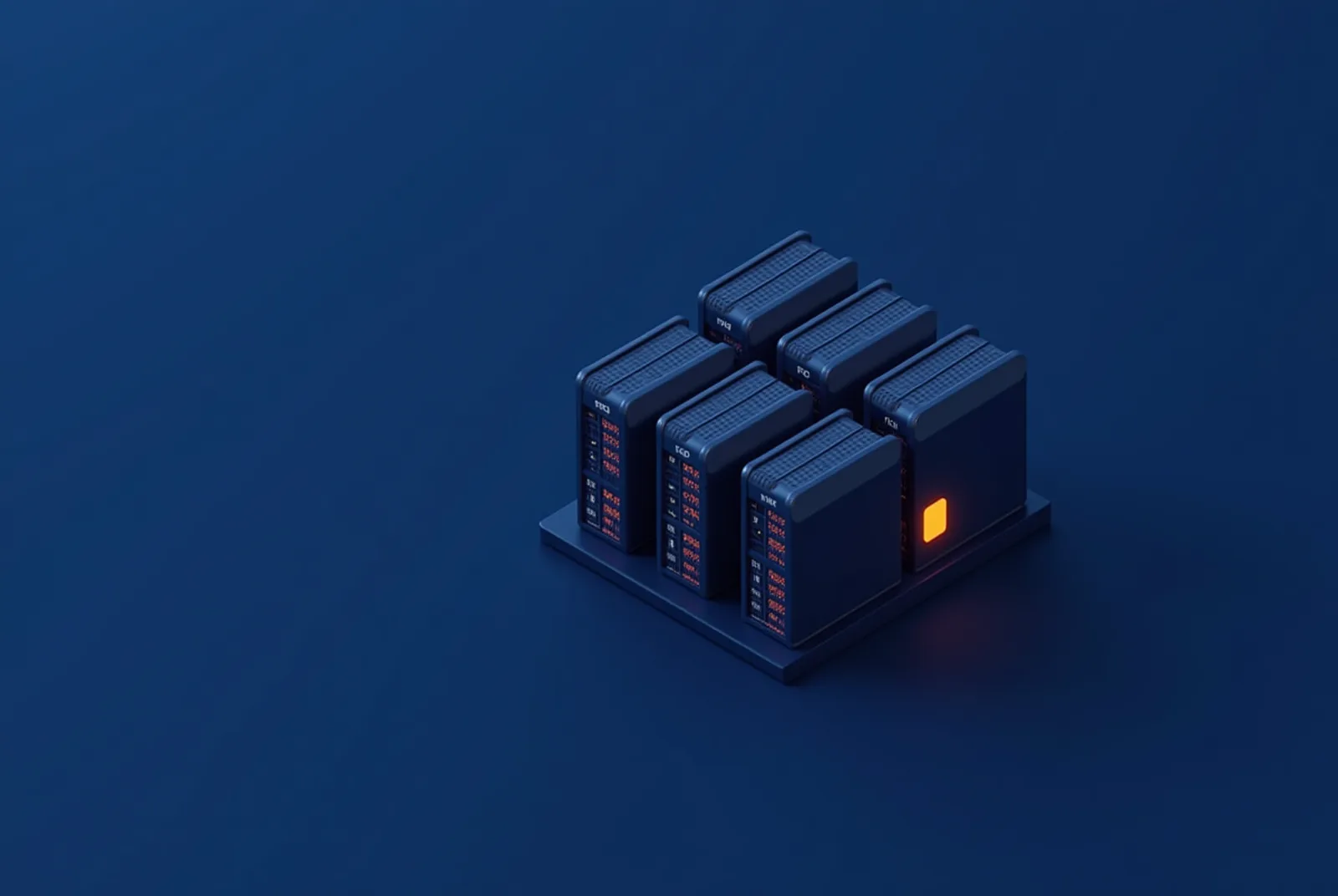 Stylised isometric illustration of a ledger wall of completed system modules, each slotted into place
